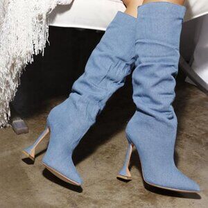 Cool Girl Club Knee High Boots - Denim  ( BRAND NEW !!! )